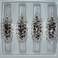 Lauschaer Glas Christbaumschmuck Tannenzapfen silber glanz mundgeblasen