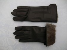 Vintage Damen Handschuhe*braun*Größe S*leicht gefüttert*oberer Rand innen Fell