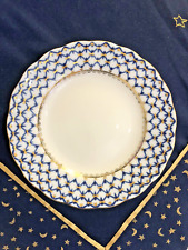 Lomonosov Porzellan Kobaltnetz Dessertteller 18cm.Hand decorated. Gewellter Rand
