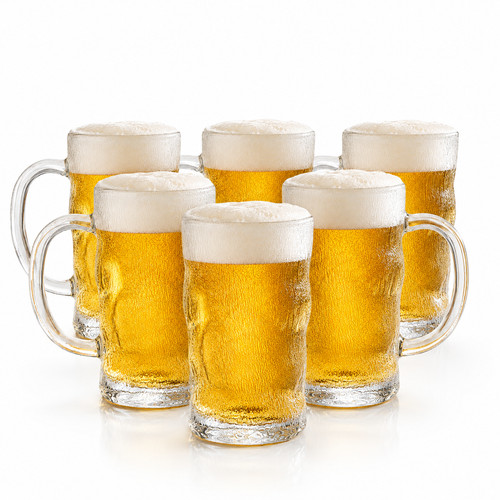 Bierkrug 450 glas mit - 6x,
