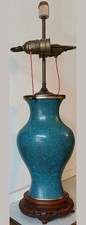 größere feine blaue Cloisonne Lampenvase 1920 / 1930 China frühe Republik