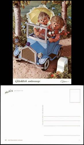 Ansichtskarte mecki mit igel - ansichtskarte,