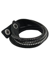Swarovski Wickelarmband Damen Strass Stoff Elegant Schwarz 40cm