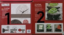 NEU Uhr Wanduhr mit Leinwandrahmen 3teilig, in 2 verschiedenen Motiven