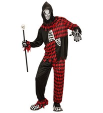 Böser Hofnarr Oberteil Kapuze Maske Hose Gr. 128 Hofnarrkostüm Kinder Kostüm neu