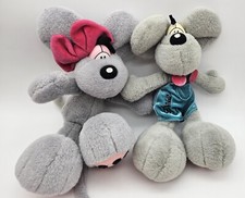 Diddl Maus grau Plüschtier Hose türkis Knöpfe pink - 2St Ein Pärchen ca. 35cm✅ 