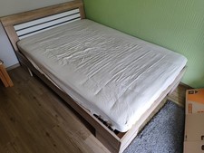 Jugendbett Eiche-Farben mit Lattenrost Und Matratze 140 X 200 cm