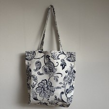 ⚜️ ?Shopper Baumwolle Handarbeit Genäht ✂️? Weiß Blau Canvas