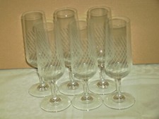 Vintage 70er Schott Zwiesel, 6 x Sektgläser Sektkelche Linien Schliff