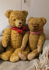 2x Teddy groß 65 + 55 cm DDR Spielzeug alt antik Bär Stofftier Vintage 50er 60er