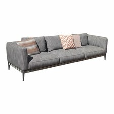 Flexform Sofa Atlante Outdoor Stoff Bambú A6 Grau Schwarz Gestell Brüniert