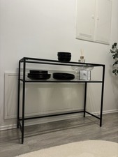 Konsolentisch 2 Ablagen Beistelltisch Sideboard Hartglas Regal Flur TGL025B01 