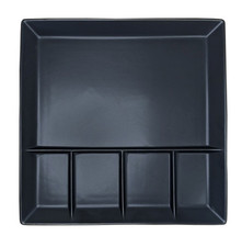 Menü Speise Teller 6er Set - 2 Farben - Raclette Fondue Grill Tapas Platte eckig