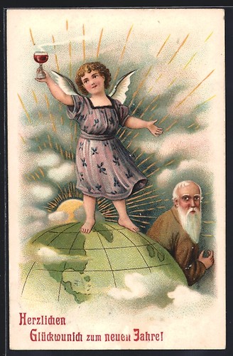 Lithographie neujahrsengel - lithographie,