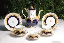Meissen Kaffeeset B-Form "Kobaltblau reich an Gold und Streublümchen" 1.Wahl