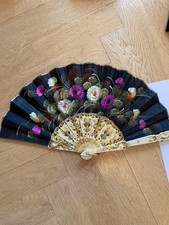 Konvolut 4 Handfächer Vintage Fächer handbemalt, Flamenco Spitze, Holz