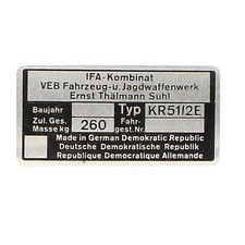 Typenschild Blanko für Simson