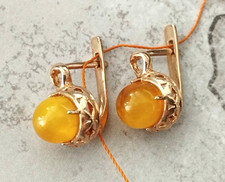 NEU * Russisches GOLD Rotgold Echtschmuck 4,05 gr.* 585 OHRRINGE mir Bernstein