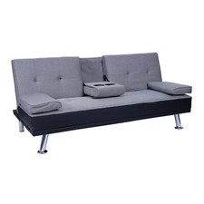 3er-Sofa HWC-F60, Couch Schlafsofa Gästebett, Tassenhalter verstellbar 97x166cm