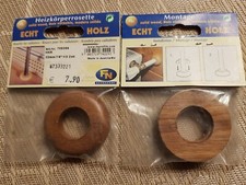 2 x  Echtholz-Rosetten Heizkörperrohre Nussbaum 22mm