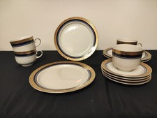 Winterling Marktleuthen Bavaria Kaffeeservice weiß-blau mit Goldrand, 12-teilig