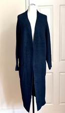 NEU LUXUS DESIGNER STRICKMANTEL XXL BLAU FIGURSCHMEICHLER TASCHEN ZEITLOS EDEL