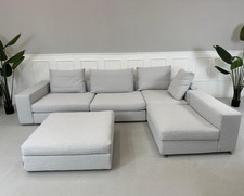 Flexform Groundpiece Designer Sofa Stoff Grau Couch Ecksofa + Hocker Modular