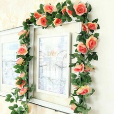 9/16 Köpfe Künstliche Rosen Kunstblumen Hängend Blumengirlande Hochzeit Dekor