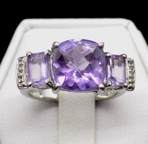 Vintage amethyst ring - amethyst, diamant