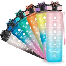 Wasserflasche 1L BPA-frei Sport Trinkflasche mit Zeitmarkierung