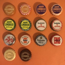 14 verschiedene Kronkorken der Brauerei Krombacher / HELL und SONDERSORTEN