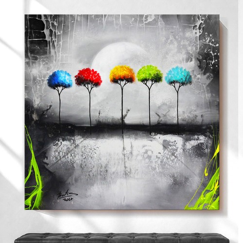 Leinwandbild bunte bäume - leinwandbild,