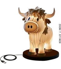 Süße Vintage Highland Cow Tischlampe, tragbar USB Nachttisch Energie-perfektes Geschenk