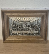 Zinnbild Relief Das letzte Abendmahl  gerahmt Massiveiche 