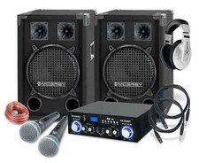 PA Anlage DJ Karaoke Musik Lautsprecher Boxen Bluetooth Endstufe Mikro Set 800W