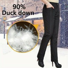 Damen Gepolsterte Stepphosen Enten Daunen Pufferhosen Dick Warm Winter