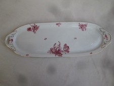 Rosenthal - Kuchenplatte alt- Servierplatte - rote Rosen gemalt - 16,5 x 49 cm