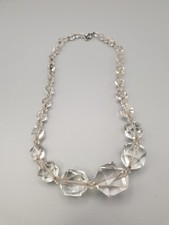 Vintage Bergkristall-Kette, große facettierte Steine, ca. 41 cm, 1940er Jahre