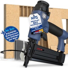 Druckluft Nagler Tacker Klammergerät Koffer Nägel Klammern 2-In-1 HZW.6070