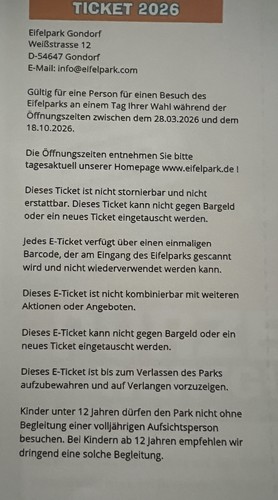 Eifelpark gondorf ticket 2026 - gondorf,