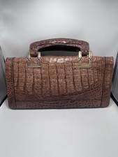 Vintage Leder Tasche Handtasche Kroko Leder Braun Swiss Made