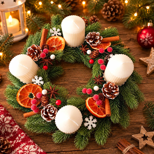 Künstlicher adventskranz mit - adventskranz,