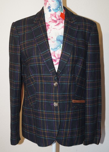 Schwarzer karierter wollblazer - schwarzer,