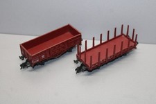 Fleischmann 2-Achser offener Güterwagen und Rungenwagen Spur H0 #M46