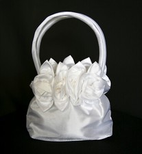 Kommuniontasche Kommunion Tasche Henkeltasche Beutel weiß Satin NEU