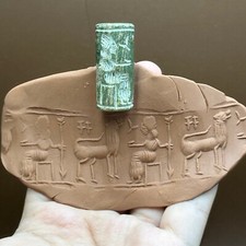 Alter nahöstlicher seltener König mit Tier Intaglio Zylinderform Siegelstempel