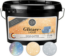 Glitzer-Lasur (2500 Ml, Gold) Transparente Glitzer Wandfarbe Für Wandgestaltung 