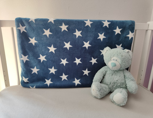 Babydecke fleece blau weiß - babydecke, blau/weiß