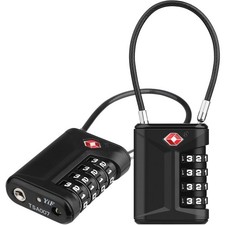 Gepäckschloss 2 Stück TSA Kabelschloss 4-stellig mit Alarm Tragbar sicher
