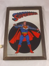 Vintage SUPERMAN Wandspielgel 70er 34x24cm DC Comics 1975 Kinderzimmer Kult rar